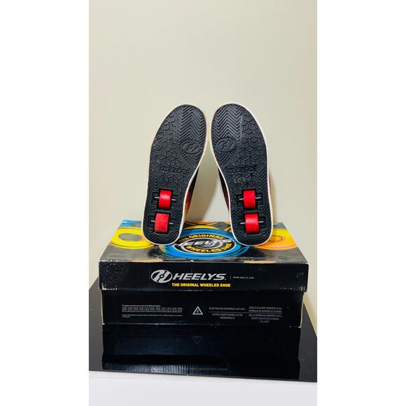 Original Heelys Pro 20 X2 Wheeled Shoes Kids Youth 4 Black Red Yellow Flames - Picture 6 of 8
